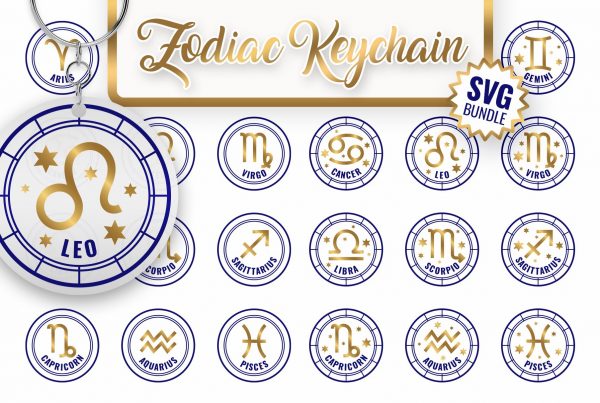 Zodiac Signs Keychain Designs