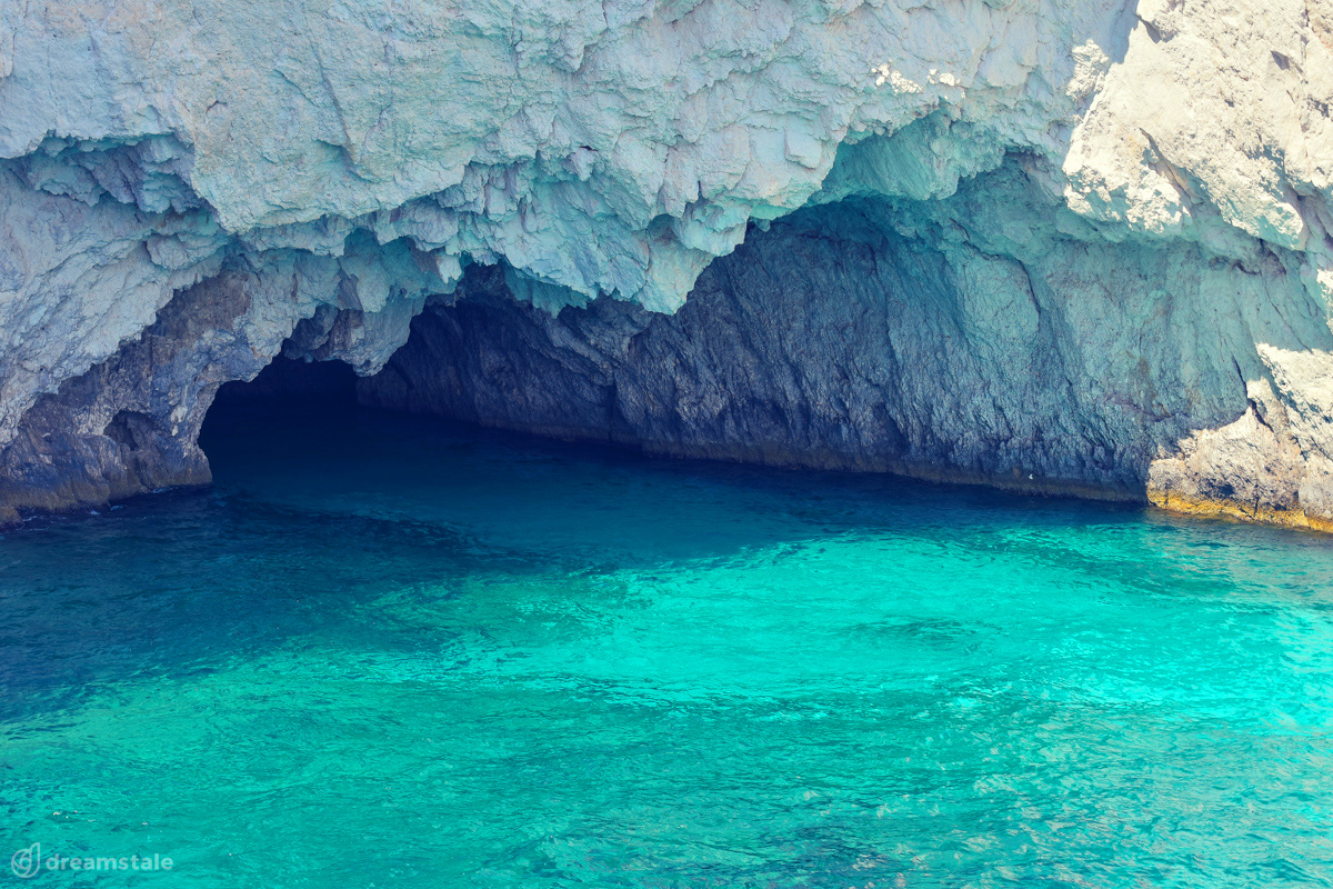 Stunning Turquoise Sea Cave Stock Photo