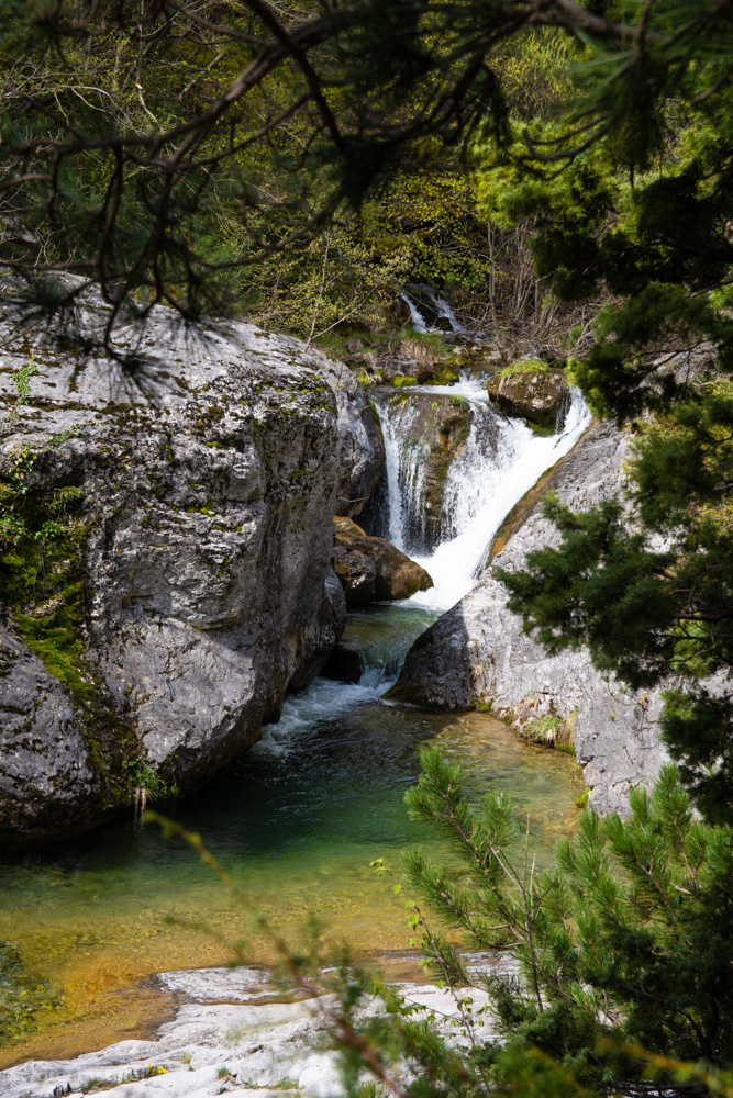 Beautiful Spring Waterfall Stock Photo