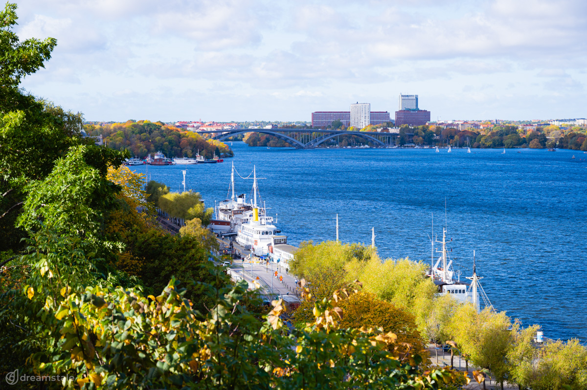 Baltic Sea & City Buildings in Stockholm City Stock Photo