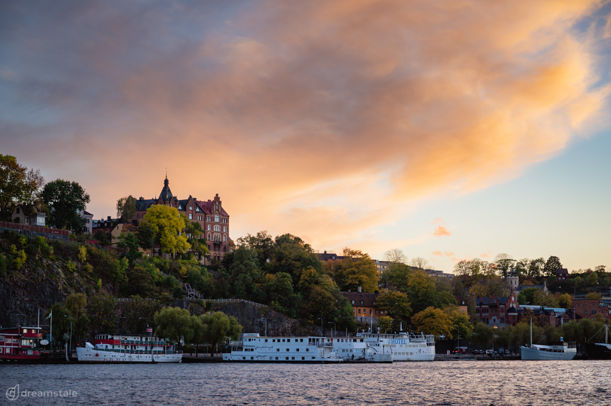 Beautiful Sunset in Stockholm City Stock Photo