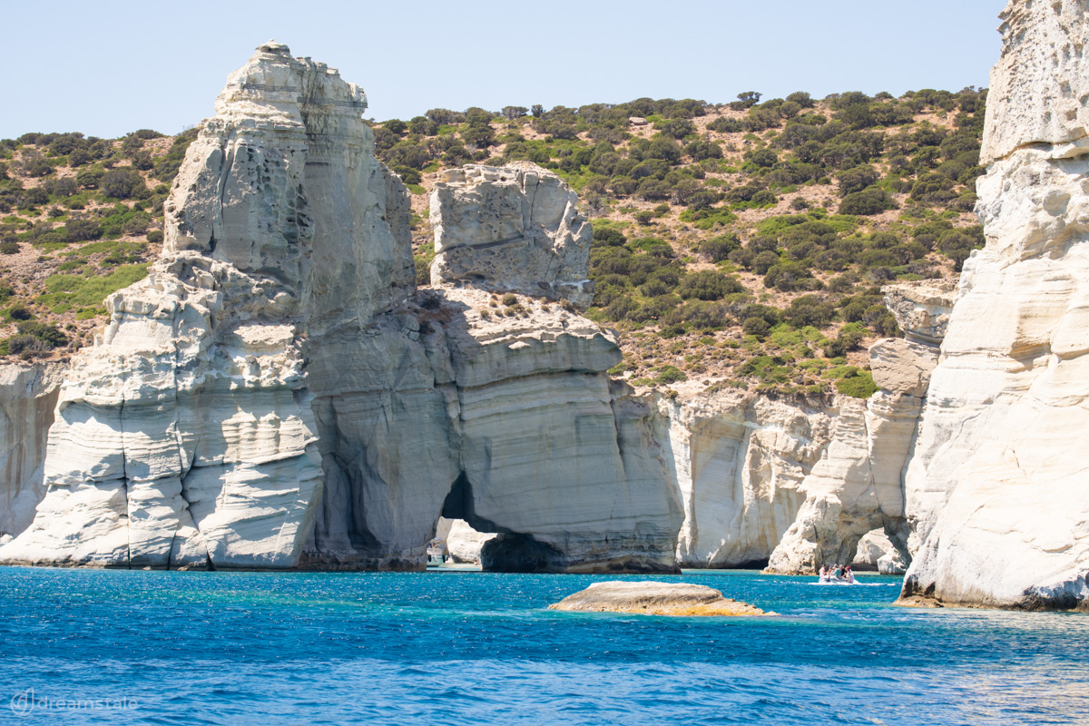 Beautiful Kleftiko Bay Milos Island Stock Photo