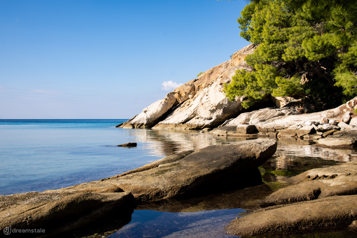 Summer Beach in Halkidiki Stock Photo
